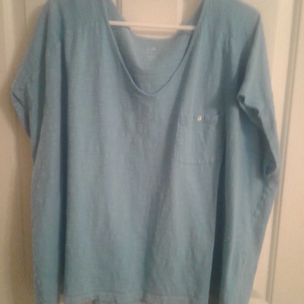 J. Jill Easy V Neck Tee Blue 4X